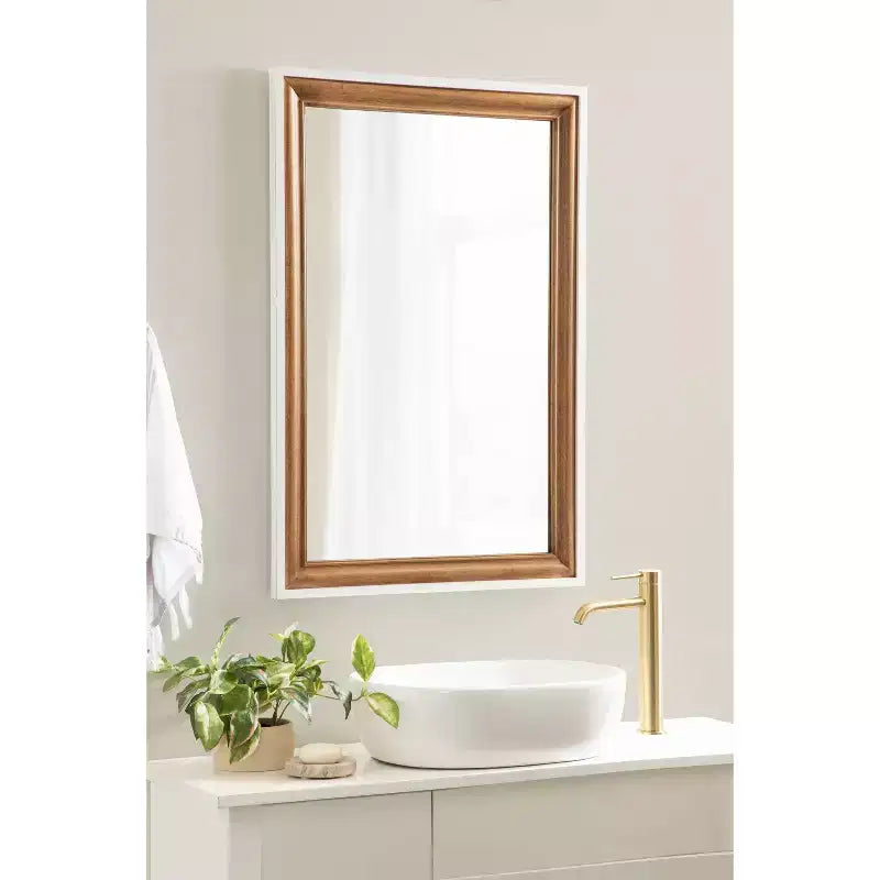 Kate & Laurel All Things Decor 24"x36" Ellison Wall Mirror: Stepped Frame, Two-Tone Rustic Brown