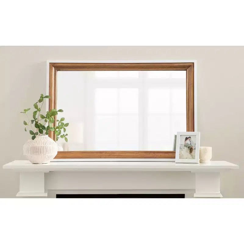 Kate & Laurel All Things Decor 24"x36" Ellison Wall Mirror: Stepped Frame, Two-Tone Rustic Brown