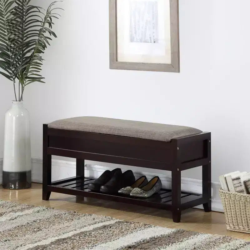 Espresso Seating Bench with Shoe Storage