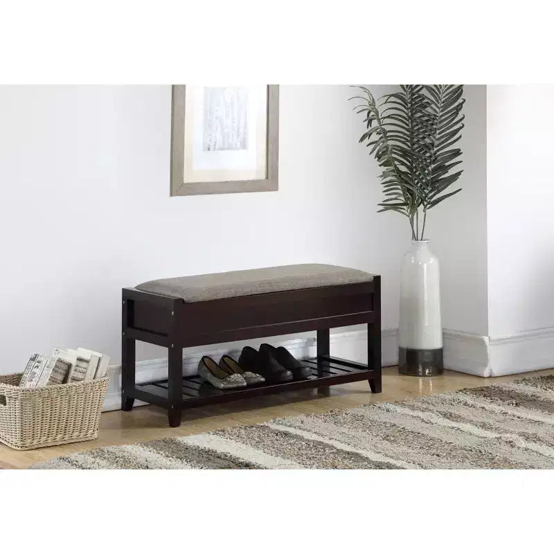 Espresso Seating Bench with Shoe Storage