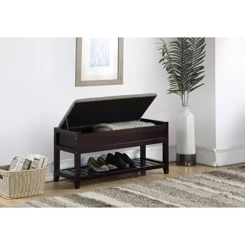 Espresso Seating Bench with Shoe Storage