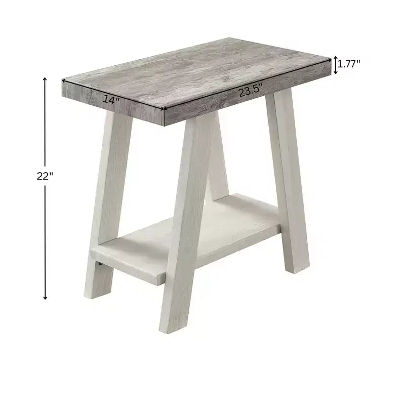 Two-Tone Wood Shelf Side Table in Weathered Gray and Beige