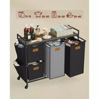 Portabiancheria con 4 scomparti, selezionatore per biancheria da 39.6 Gal. (150 L), carrello portabiancheria con ruote e ripiani, nero inchiostro e grigio tortora