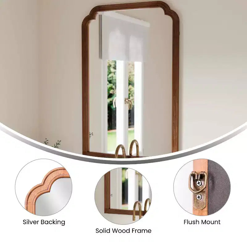 Wall Mirror with Solid Wood Frame and Silver Backed Glass for Clarity for Entryways, Dining Rooms & More