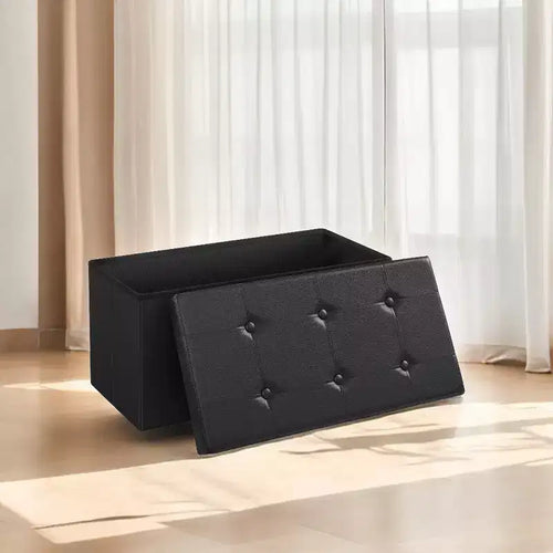 30 Ottoman Storage Bench, Ottoman with Storage, Footstool, Folding Bedroom Bench, Holds 660 lb