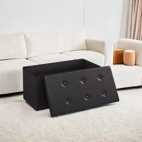 Panca contenitore pouf 30, Pouf con contenitore, Poggiapiedi, Panca pieghevole per camera da letto, Carico massimo 300 kg