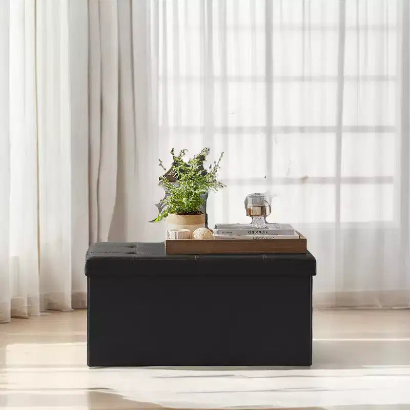 30 Ottoman Storage Bench, Ottoman with Storage, Footstool, Folding Bedroom Bench, Holds 660 lb