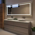 16 in. W x 63 in. H Full-Length Rectangular Frameless Vanity Mirror with Lights in Silver