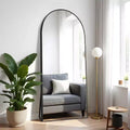 PexFix 31 in. W x 71 in. H Full Length Arched Free Standing Body Mirror Metal Framed Wall Mirror Large Floor Mirror in Black