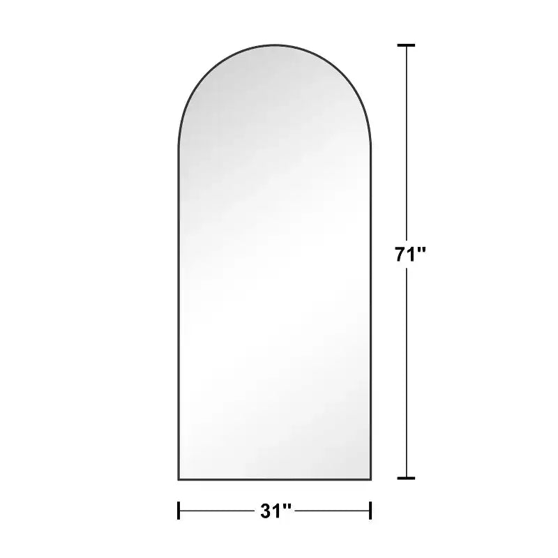 31 in. W x 71 in. H Full Length Arched Free Standing Body Mirror Metal Framed Wall Mirror Large Floor Mirror in Black