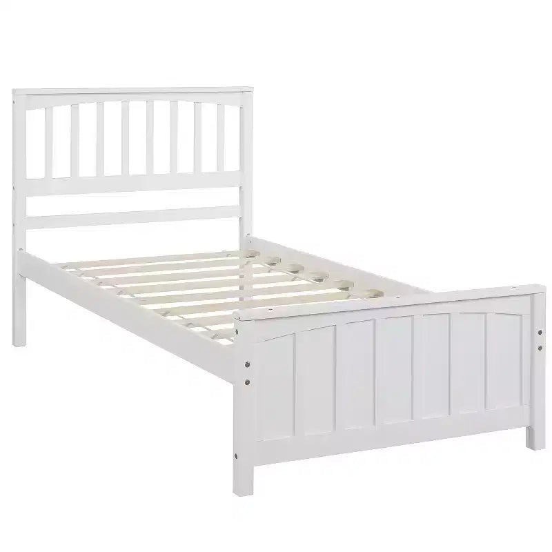 Classic Twin Size Wood Platform Bed with Headboard and Footboard