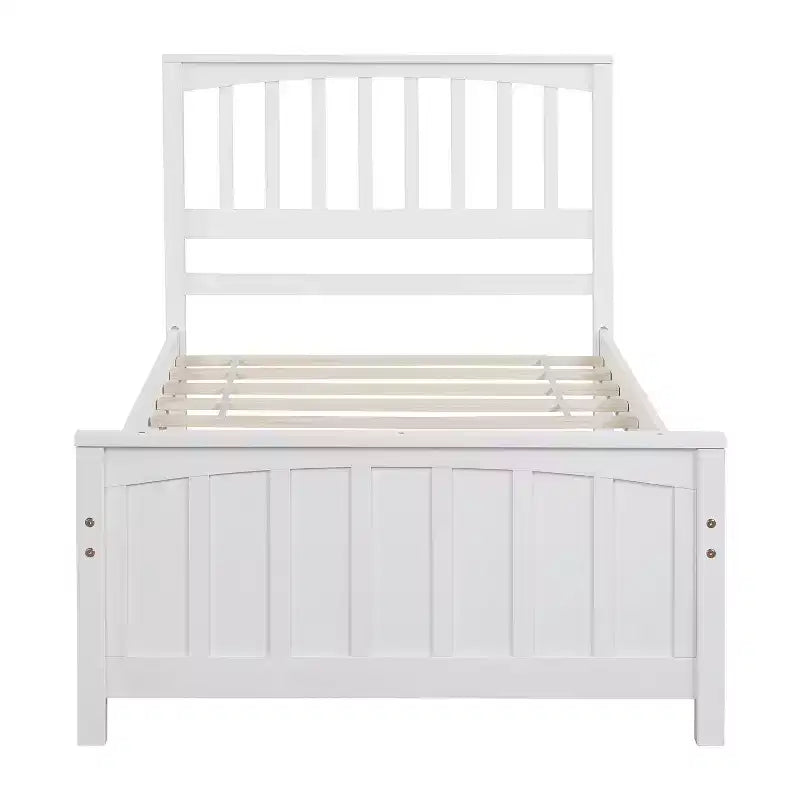 Classic Twin Size Wood Platform Bed with Headboard and Footboard