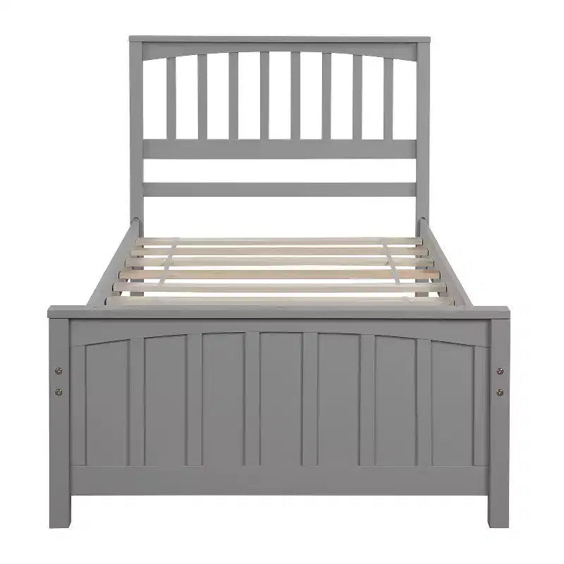 Classic Twin Size Wood Platform Bed with Headboard and Footboard