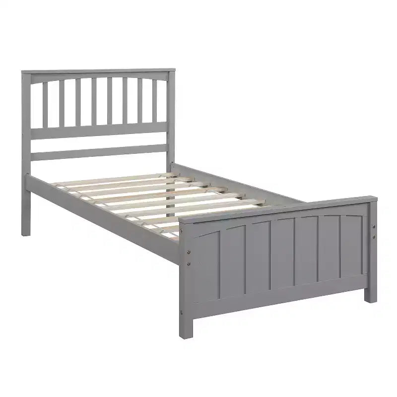 Classic Twin Size Wood Platform Bed with Headboard and Footboard