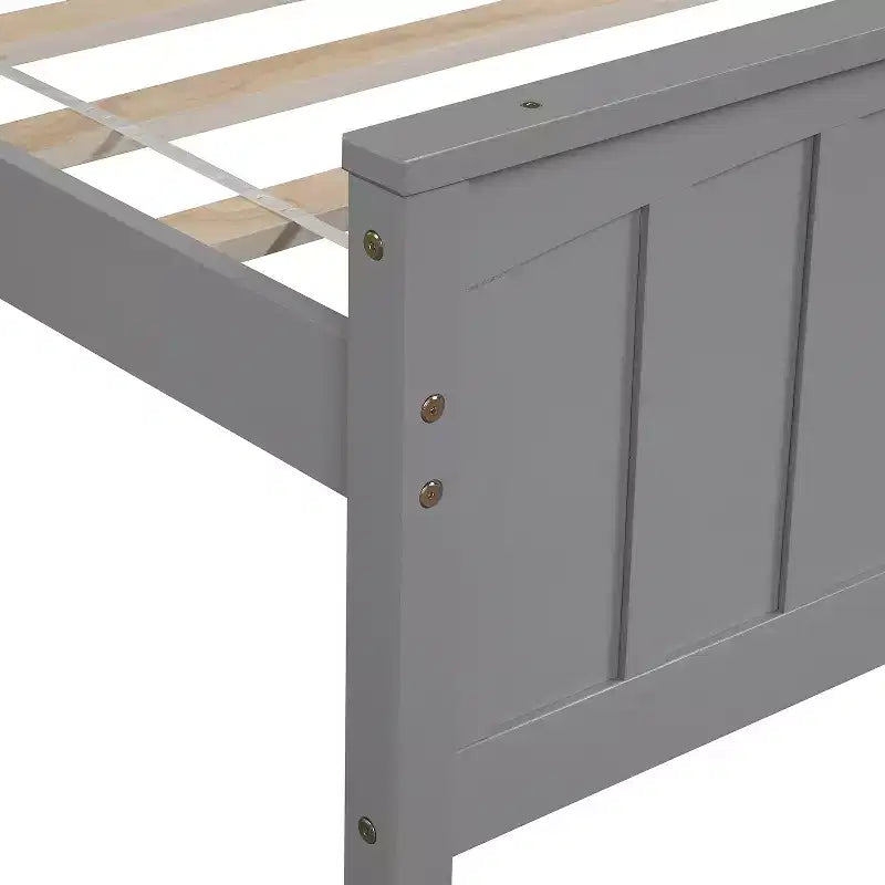 Classic Twin Size Wood Platform Bed with Headboard and Footboard