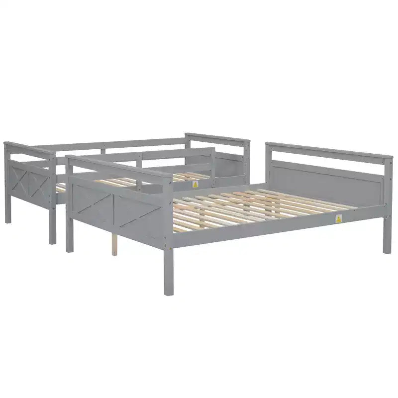 Elegant Design Twin over Full Bunk Bed with Ladder and Safety Guardrail