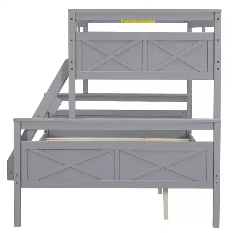 Elegant Design Twin over Full Bunk Bed with Ladder and Safety Guardrail