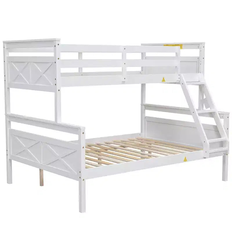 Elegant Design Twin over Full Bunk Bed with Ladder and Safety Guardrail