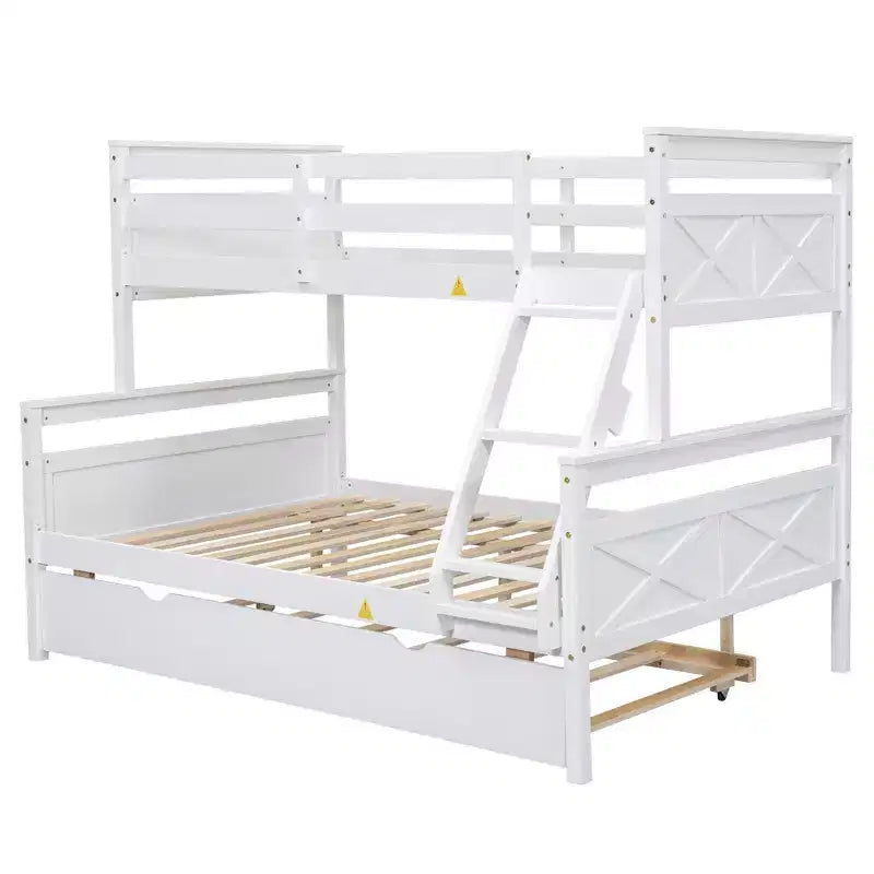 Elegant Design Twin over Full Bunk Bed with Ladder and Safety Guardrail