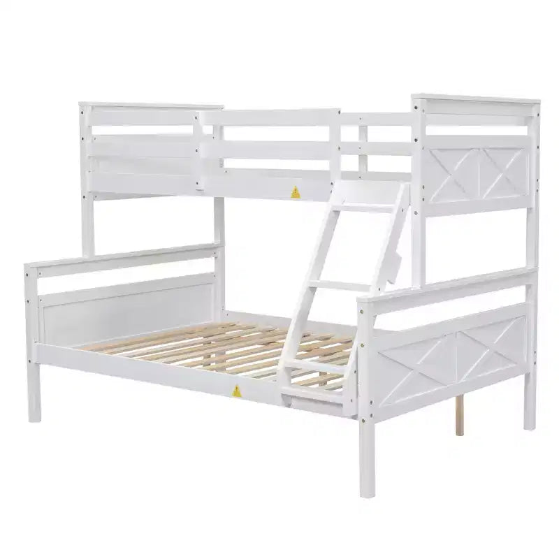 Elegant Design Twin over Full Bunk Bed with Ladder and Safety Guardrail