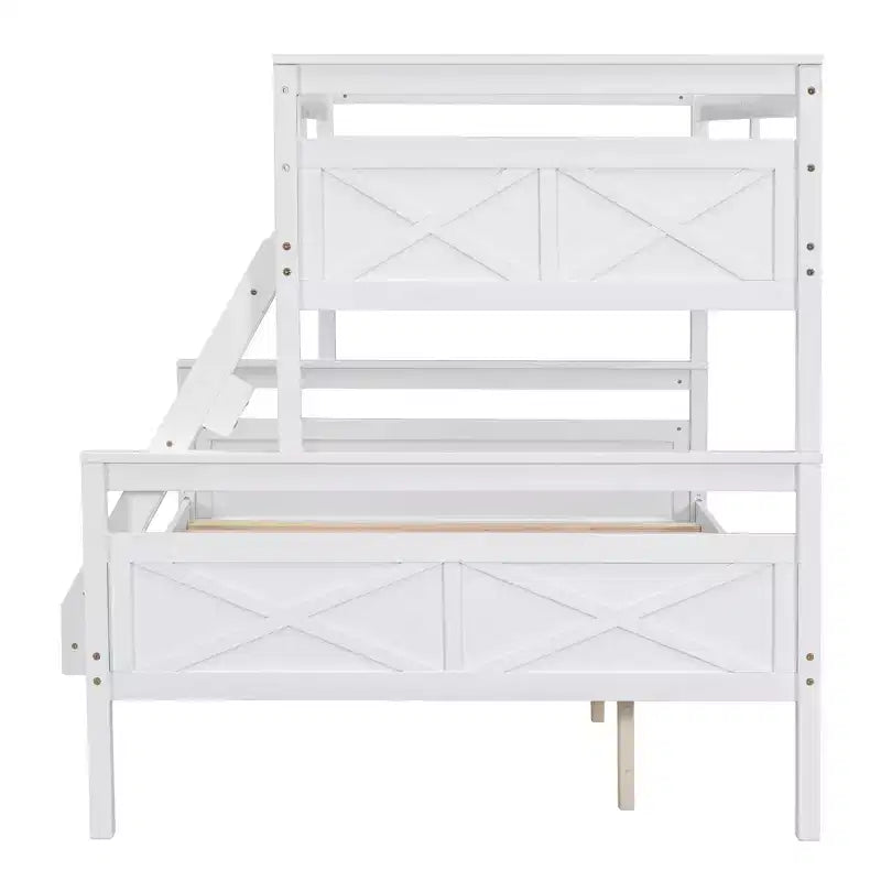 Elegant Design Twin over Full Bunk Bed with Ladder and Safety Guardrail