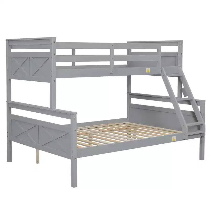 Elegant Design Twin over Full Bunk Bed with Ladder and Safety Guardrail