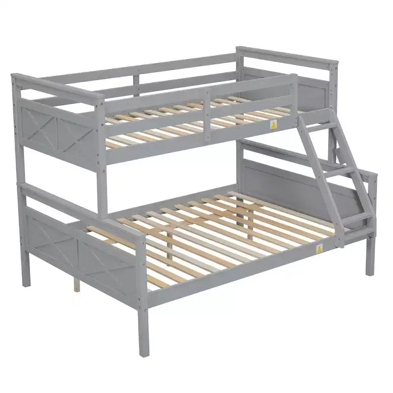Elegant Design Twin over Full Bunk Bed with Ladder and Safety Guardrail
