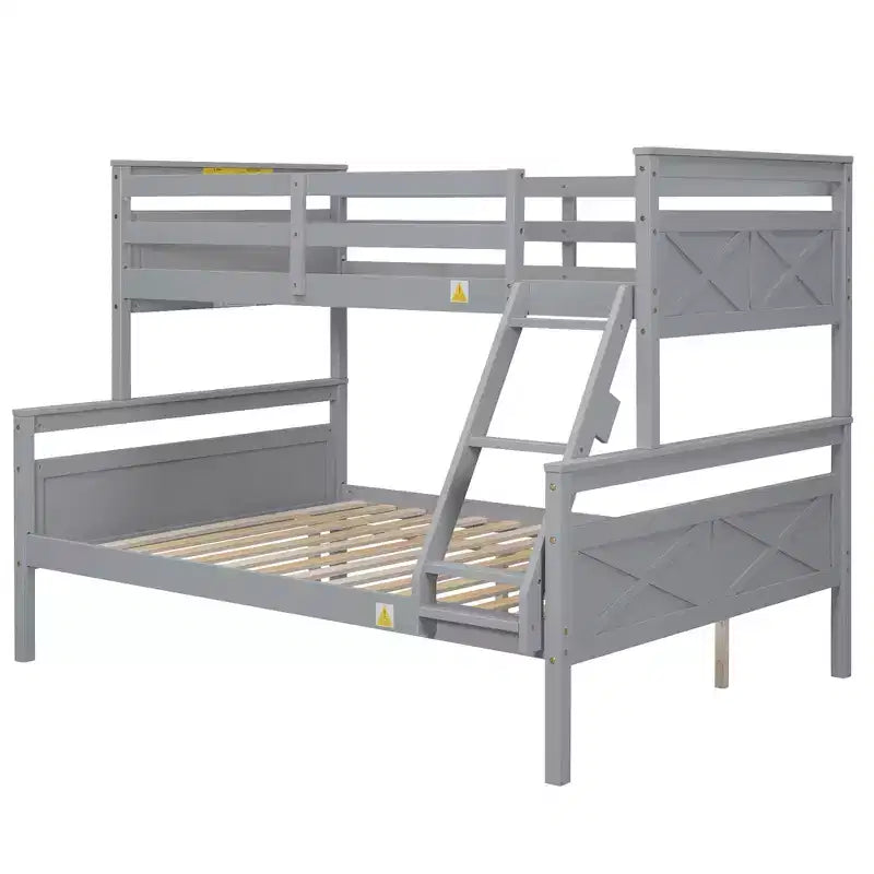 Elegant Design Twin over Full Bunk Bed with Ladder and Safety Guardrail