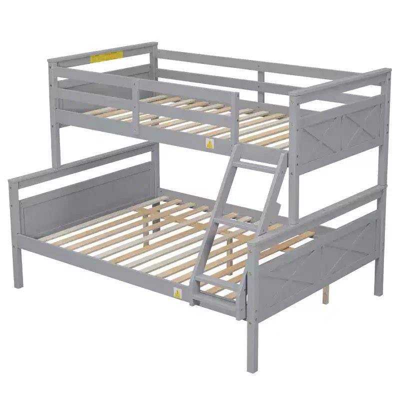 Elegant Design Twin over Full Bunk Bed with Ladder and Safety Guardrail