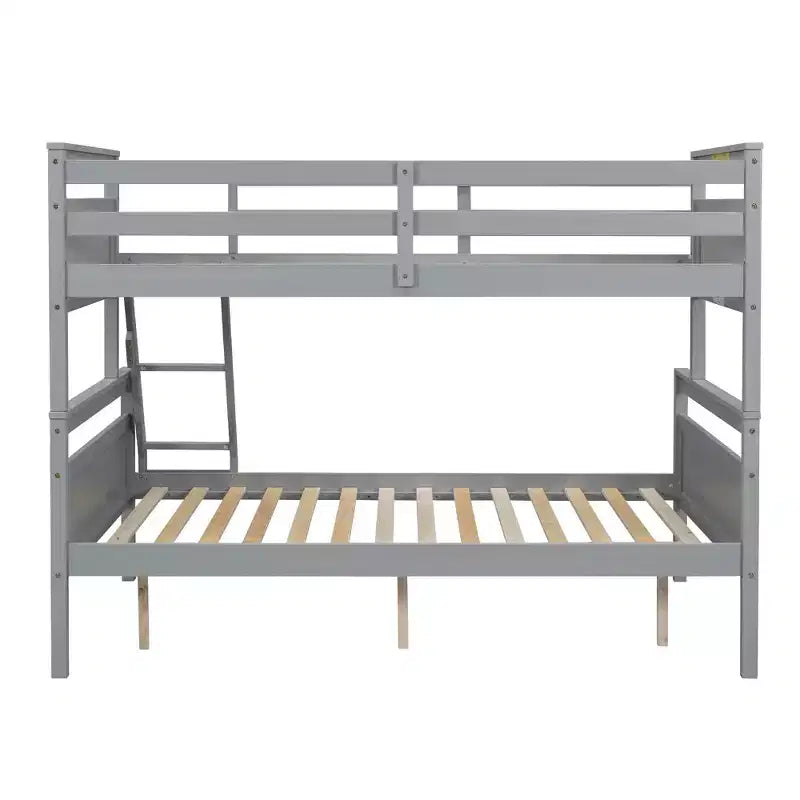 Elegant Design Twin over Full Bunk Bed with Ladder and Safety Guardrail