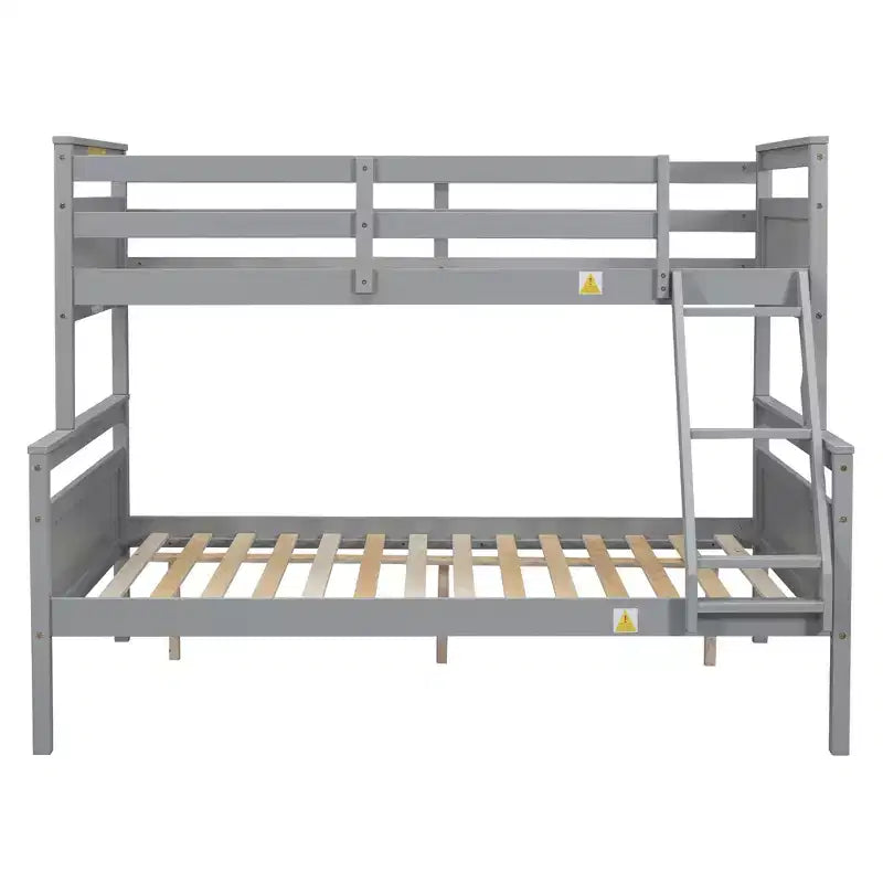 Elegant Design Twin over Full Bunk Bed with Ladder and Safety Guardrail
