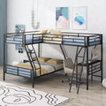 Whisen 117.3L x 78W Morden Design L-Shaped Twin over Full Bunk Bed with Twin Size Loft Bed and Built-in Desk