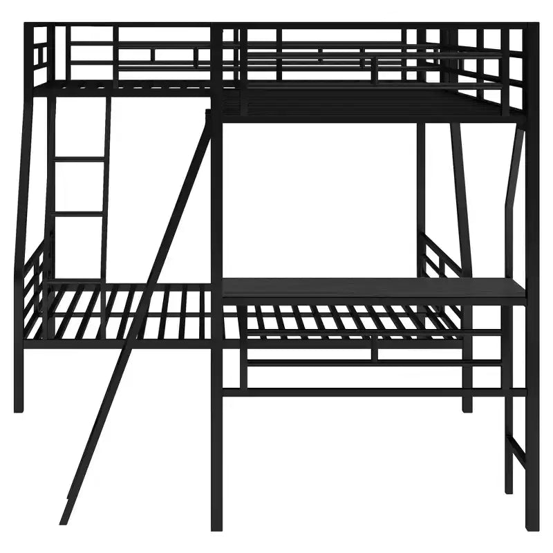 117.3L x 78W Morden Design L-Shaped Twin over Full Bunk Bed with Twin Size Loft Bed and Built-in Desk
