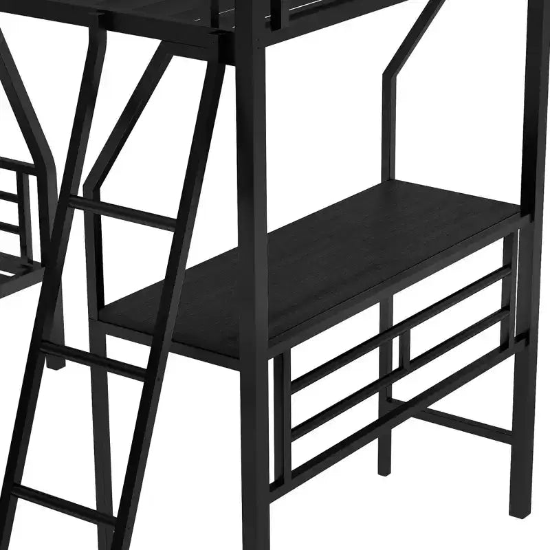 117.3L x 78W Morden Design L-Shaped Twin over Full Bunk Bed with Twin Size Loft Bed and Built-in Desk