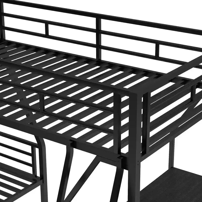 117.3L x 78W Morden Design L-Shaped Twin over Full Bunk Bed with Twin Size Loft Bed and Built-in Desk