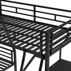 Letto a castello a L dal design moderno, singolo sopra matrimoniale, con letto soppalcato singolo da 117.3L x 78W e scrivania integrata