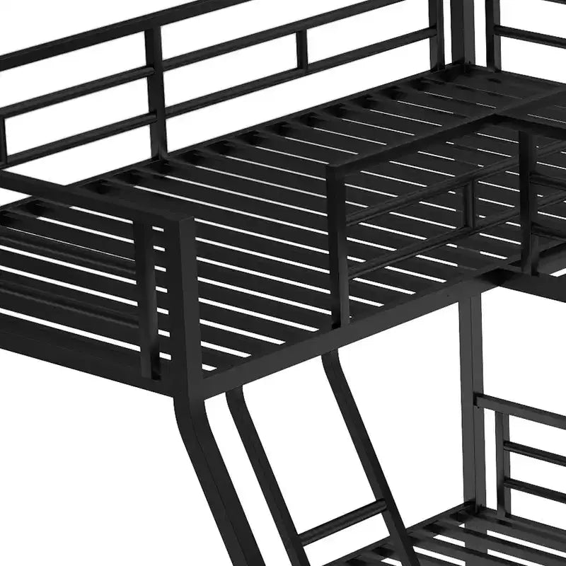 117.3L x 78W Morden Design L-Shaped Twin over Full Bunk Bed with Twin Size Loft Bed and Built-in Desk
