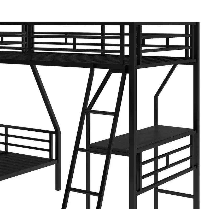 117.3L x 78W Morden Design L-Shaped Twin over Full Bunk Bed with Twin Size Loft Bed and Built-in Desk
