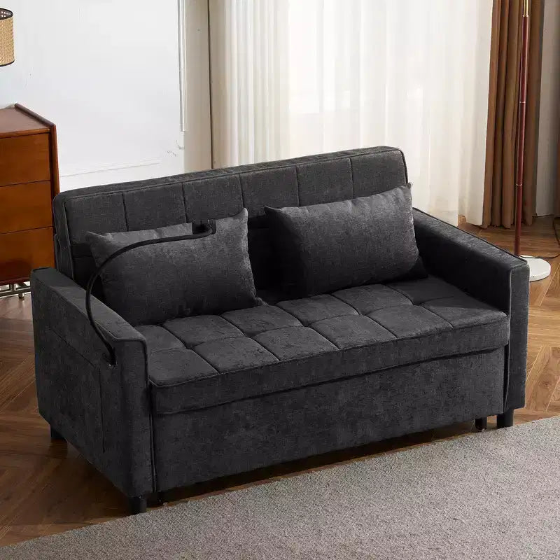 56 Loveseat Sofa & Sleeper Sofa Bed, Reversible Backrest Cushion, Side Pockets, USB Ports and Phone Holder