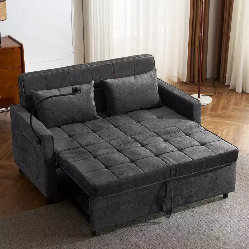 56 Loveseat Sofa & Sleeper Sofa Bed, Reversible Backrest Cushion, Side Pockets, USB Ports and Phone Holder