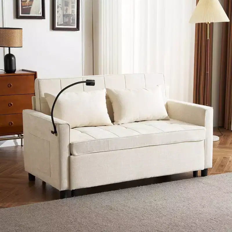 56 Loveseat Sofa & Sleeper Sofa Bed, Reversible Backrest Cushion, Side Pockets, USB Ports and Phone Holder