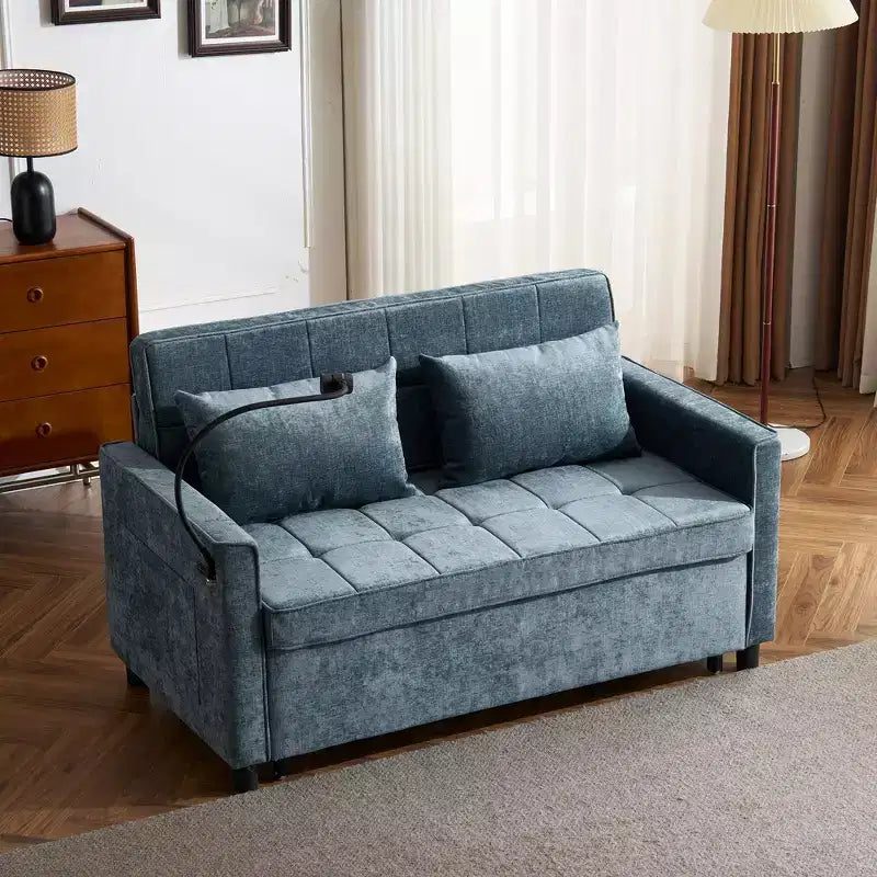 56 Loveseat Sofa & Sleeper Sofa Bed, Reversible Backrest Cushion, Side Pockets, USB Ports and Phone Holder