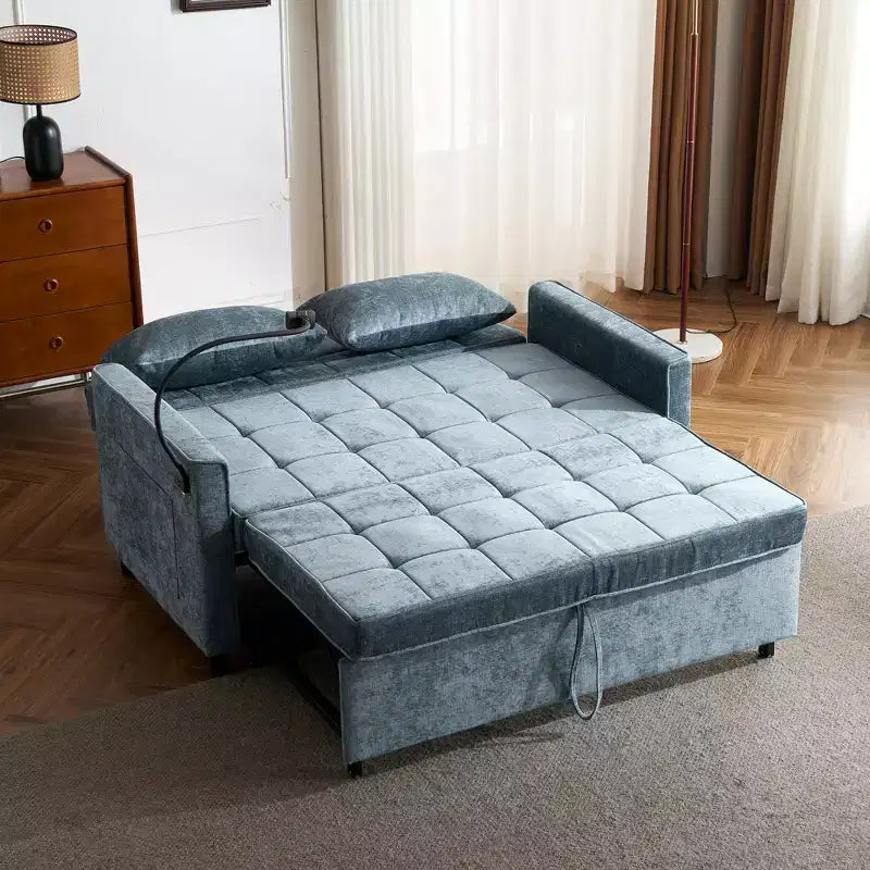 56 Loveseat Sofa & Sleeper Sofa Bed, Reversible Backrest Cushion, Side Pockets, USB Ports and Phone Holder