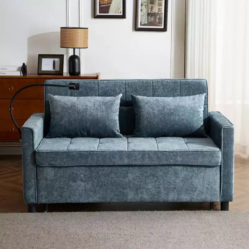 56 Loveseat Sofa & Sleeper Sofa Bed, Reversible Backrest Cushion, Side Pockets, USB Ports and Phone Holder