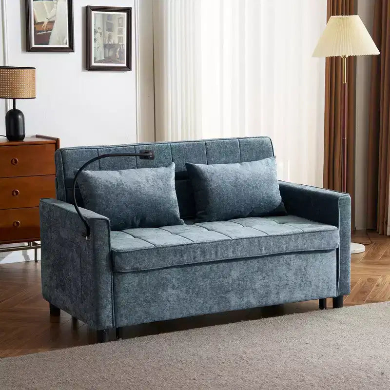 56 Loveseat Sofa & Sleeper Sofa Bed, Reversible Backrest Cushion, Side Pockets, USB Ports and Phone Holder