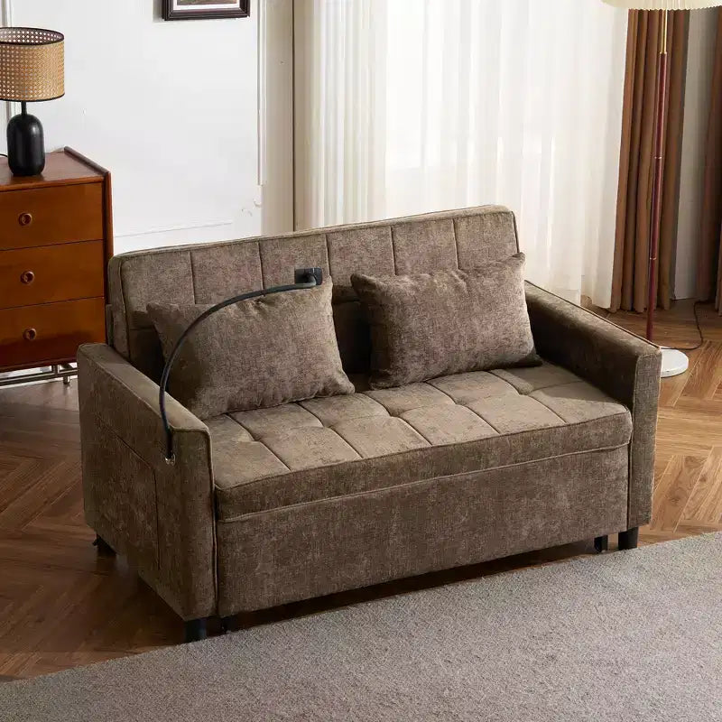56 Loveseat Sofa & Sleeper Sofa Bed, Reversible Backrest Cushion, Side Pockets, USB Ports and Phone Holder