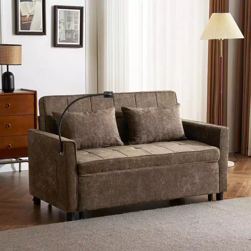 56 Loveseat Sofa & Sleeper Sofa Bed, Reversible Backrest Cushion, Side Pockets, USB Ports and Phone Holder
