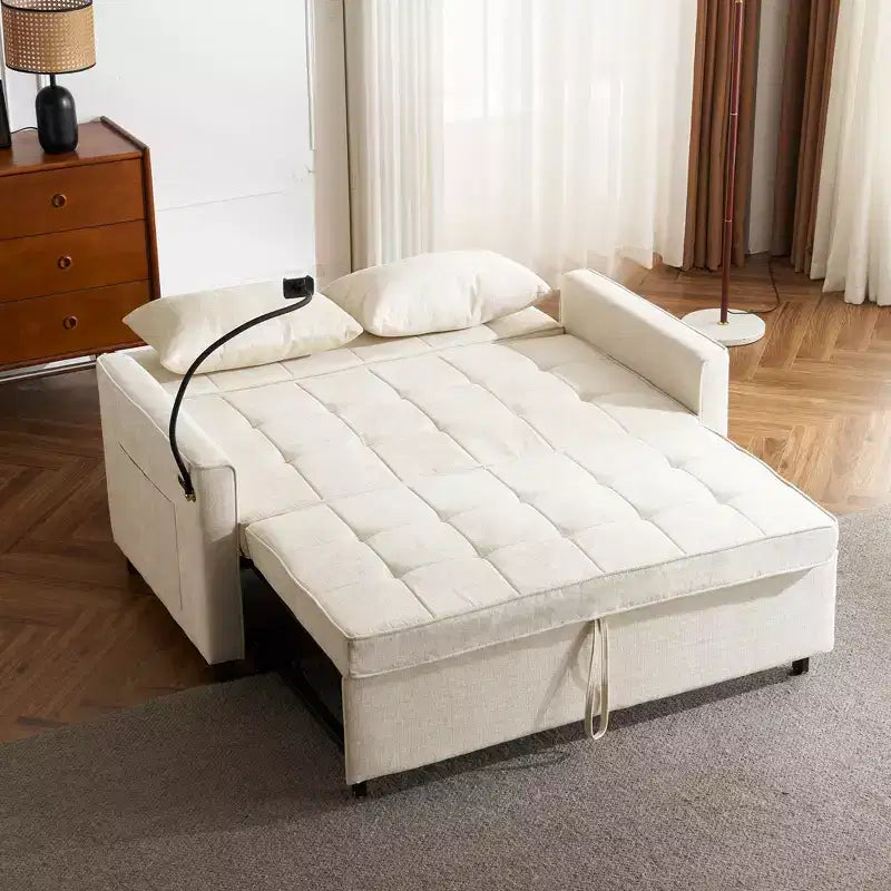 56 Loveseat Sofa & Sleeper Sofa Bed, Reversible Backrest Cushion, Side Pockets, USB Ports and Phone Holder