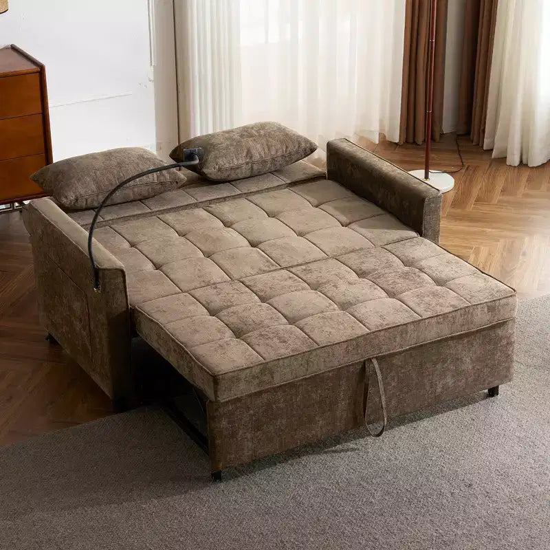 56 Loveseat Sofa & Sleeper Sofa Bed, Reversible Backrest Cushion, Side Pockets, USB Ports and Phone Holder