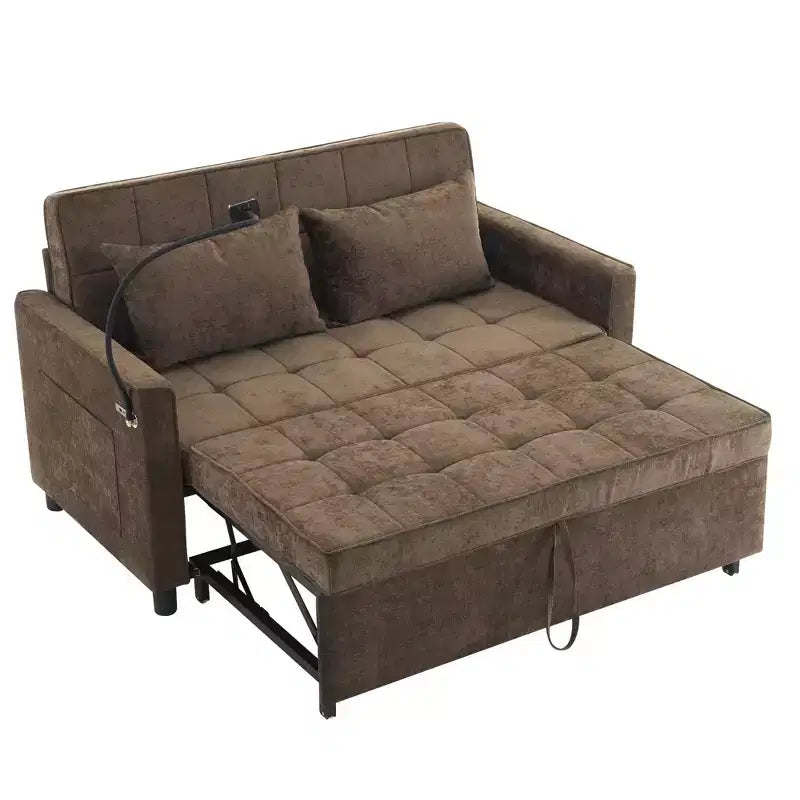56 Loveseat Sofa & Sleeper Sofa Bed, Reversible Backrest Cushion, Side Pockets, USB Ports and Phone Holder
